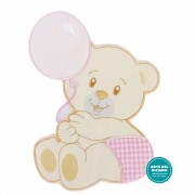 Iron-on Patch - Teddy Bear with Balloon - Pink